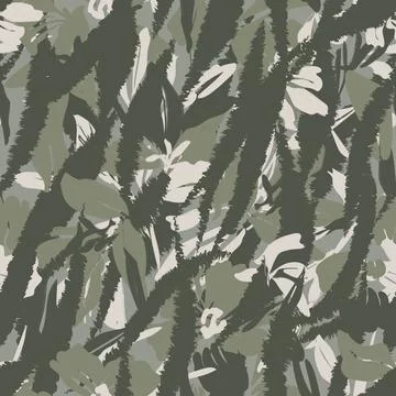 Camouflage Brushstroke Floral seamless pattern design Stock Illustration