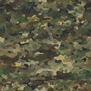 Camouflage classic seamless pattern. Khaki swamp color. Military hunting camo. Stock Illustration
