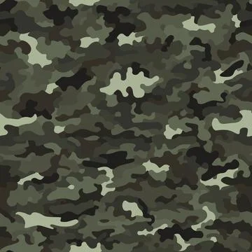 Camouflage classic seamless pattern. Khaki olive color. Military hunting camo. Stock Illustration