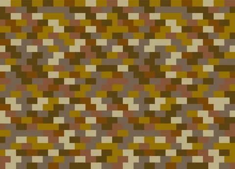 Camouflage geometric seamless pattern. Khaki mosaic texture. Brick wall shape Stock Illustration