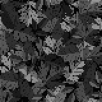 Camouflage gray pattern with leaves. PIXEL effect. Stock Illustration
