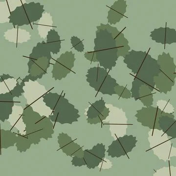Camouflage leaf pattern with branches on light green background Stock Illustration