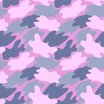 Camouflage military pattern with pink elements. Vector seamless pattern for.. Stock Illustration
