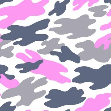 Camouflage military pattern with pink elements. Vector seamless pattern for.. Stock Illustration