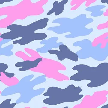 Camouflage military pattern with pink elements. Vector seamless pattern for.. Stock Illustration