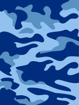 Camouflage pattern background blue. Camo vector illustration Stock Illustration