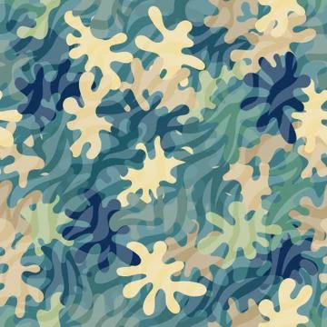 Camouflage pattern background. Classic clothing style masking camo repeat print Illustrazione stock