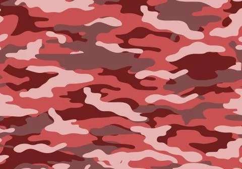 Camouflage pattern background. Red pink style. Shapes of foliage and branches Stock Illustration