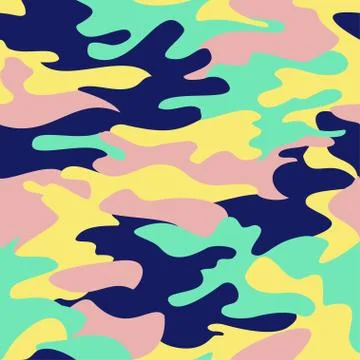 Camouflage pattern background seamless clothing print, repeatable 库存插图