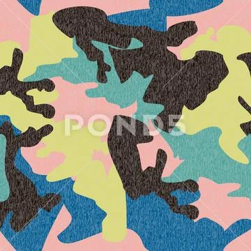 Camouflage pattern background seamless clothing print, repeatabl Stock Photos