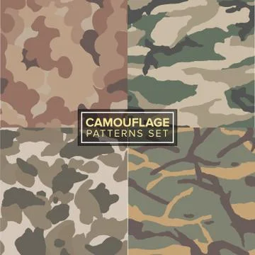 Camouflage pattern set. four different textures Stock Illustration