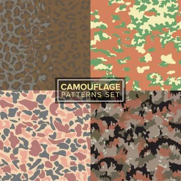 Camouflage pattern set. four different textures Stock Illustration