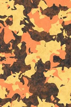Camouflage pattern texture with orange yellow and dark brown spots for military 스톡 일러스트