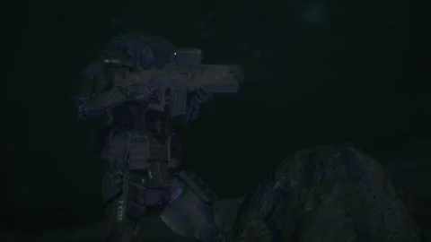 Camouflage robot soldier conversation in command radio 04 Stock Footage 246613253