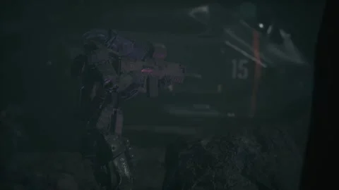 Camouflage robot soldier conversation in command radio 05 Stock Footage 246613639