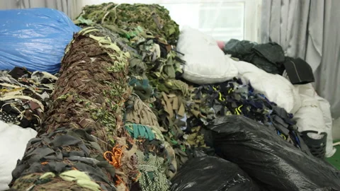 Camouflage seamless mesh pattern. Khaki green camo. Military background holes Stock Footage 172316082