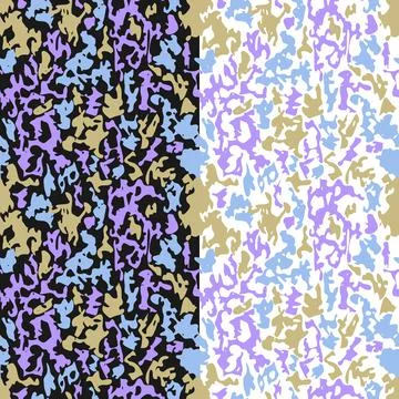 Camouflage seamless pattern. Abstract spots random illustration in blue, lilac Stock Illustration