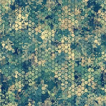 Camouflage seamless pattern with blue hexagonal endless geometric camo Illustrazione stock