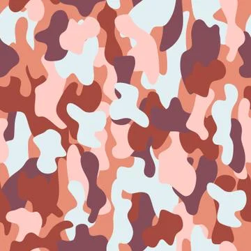 Camouflage seamless pattern in a brown, blue, pink and deep violet colors Stock Illustration