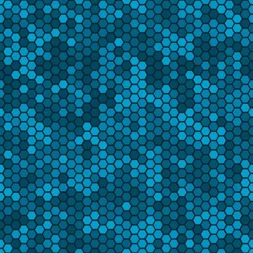 Camouflage seamless pattern with denim blue hexagonal endless geometric camo イラスト素材