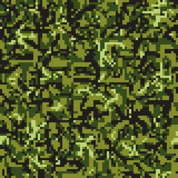Camouflage seamless pattern digital pixel tiles. Stock Illustration
