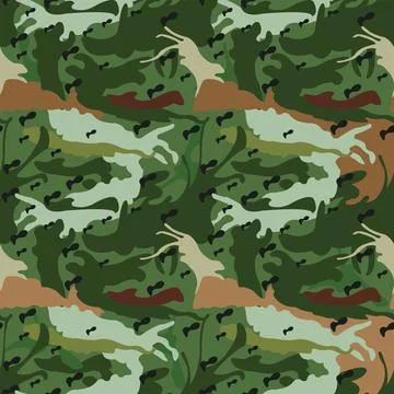 Camouflage seamless pattern with green and brown Stock Illustration