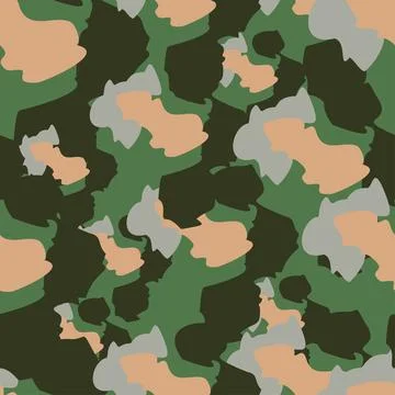 Camouflage seamless pattern. Irregular shapes endless wallpaper. Abstract ani Illustrazione stock