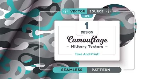 Camouflage seamless pattern, military texture, war fabric Stock Illustration