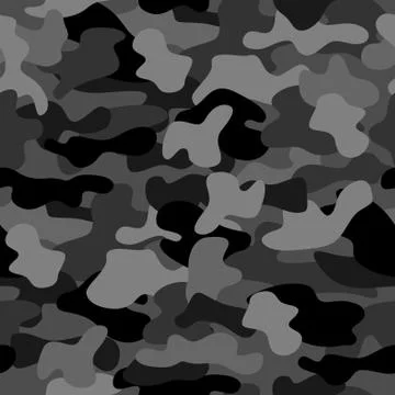 Camouflage seamless pattern in monochrome Stock Illustration