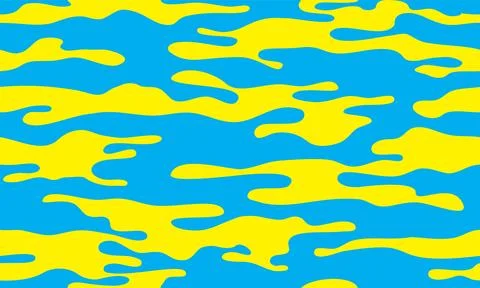 Camouflage seamless pattern repeat blue yellow texture. Vector illustration Stock Illustration
