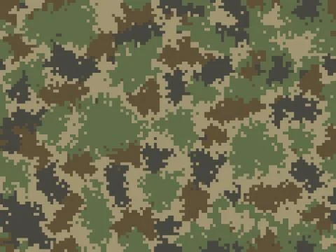 Camouflage seamless pattern. Trendy style pixel camo. Stock Illustration