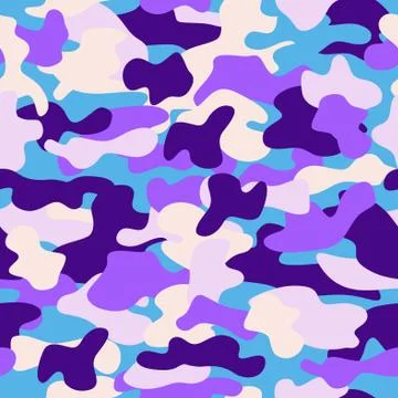 Camouflage seamless pattern in a violet, blue and pink colors Ilustración de archivo