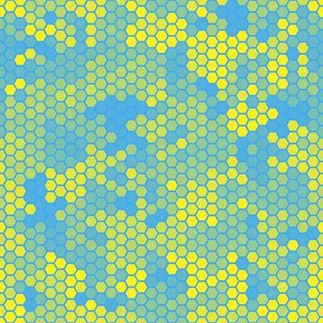 Camouflage seamless pattern with yellow and blue hexagonal geometric camo Stock Illustration