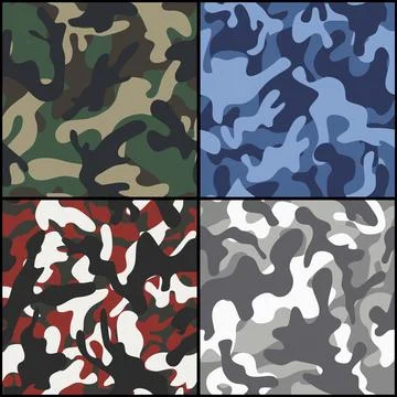 Camouflage Seamless Patterns Vector Set. Military Camo Texture Illustration Stock Illustration