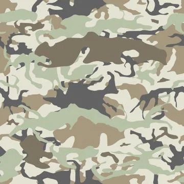 Camouflage seamless vector pattern - military camo texture. Stock Illustration