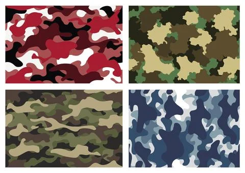 Camouflage texture seamless patterns. Abstract modern camo backgrounds for イラスト素材
