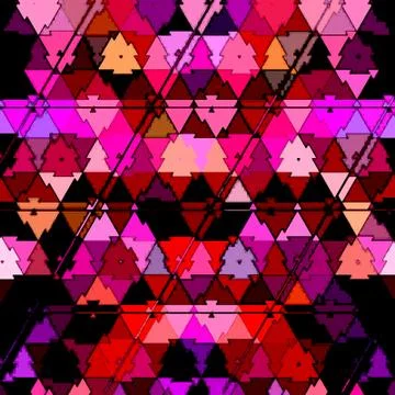 Camouflage triangle continuous pattern in shining pink, red, grenadine colors Stock Illustration