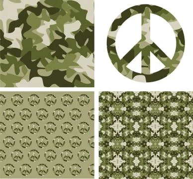 Camouflaged peace patchs Stock Illustration