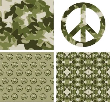 Camouflaged peace patchs イラスト素材