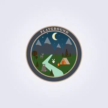 Camp adventure logo template background vector illustration for children or p Stock Illustration