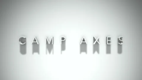 Camp axes 3D title animation with shadows on a white background Stock Footage 297380515