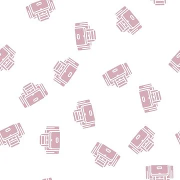 Camp bag glyph seamless pattern Stock Illustration