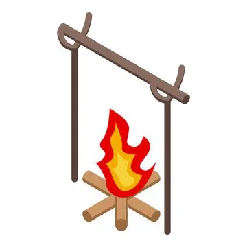 Camp bonfire icon isometric vector. Fire night Stock Illustration