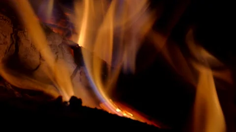 Camp Bonfire - Loop - 05 - Close Flame, Logs, Coals Video stock 58936545