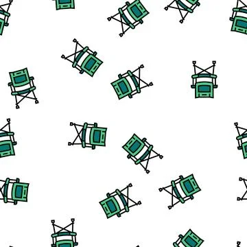 Camp chair vector seamless pattern Stock Illustration