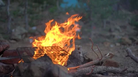Camp fire 02 Video stock 168360394