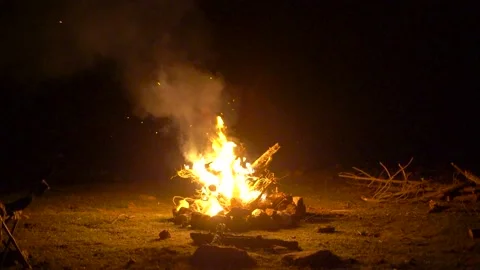 Camp fire 04 Stock Footage 168360423