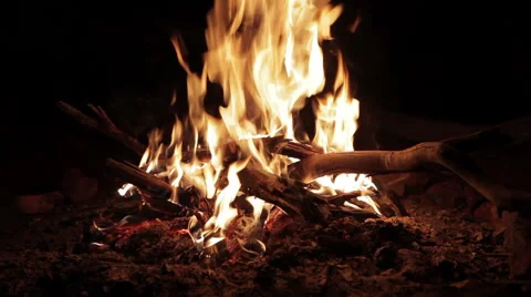 Camp Fire Burning Stock Footage 44235172