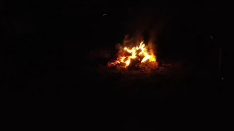 Camp fire burning Stock Footage 112949831