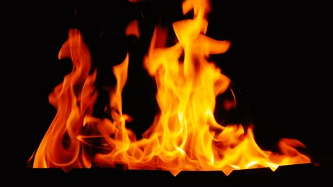 Camp Fire Burning At Night Stock Footage 97271339